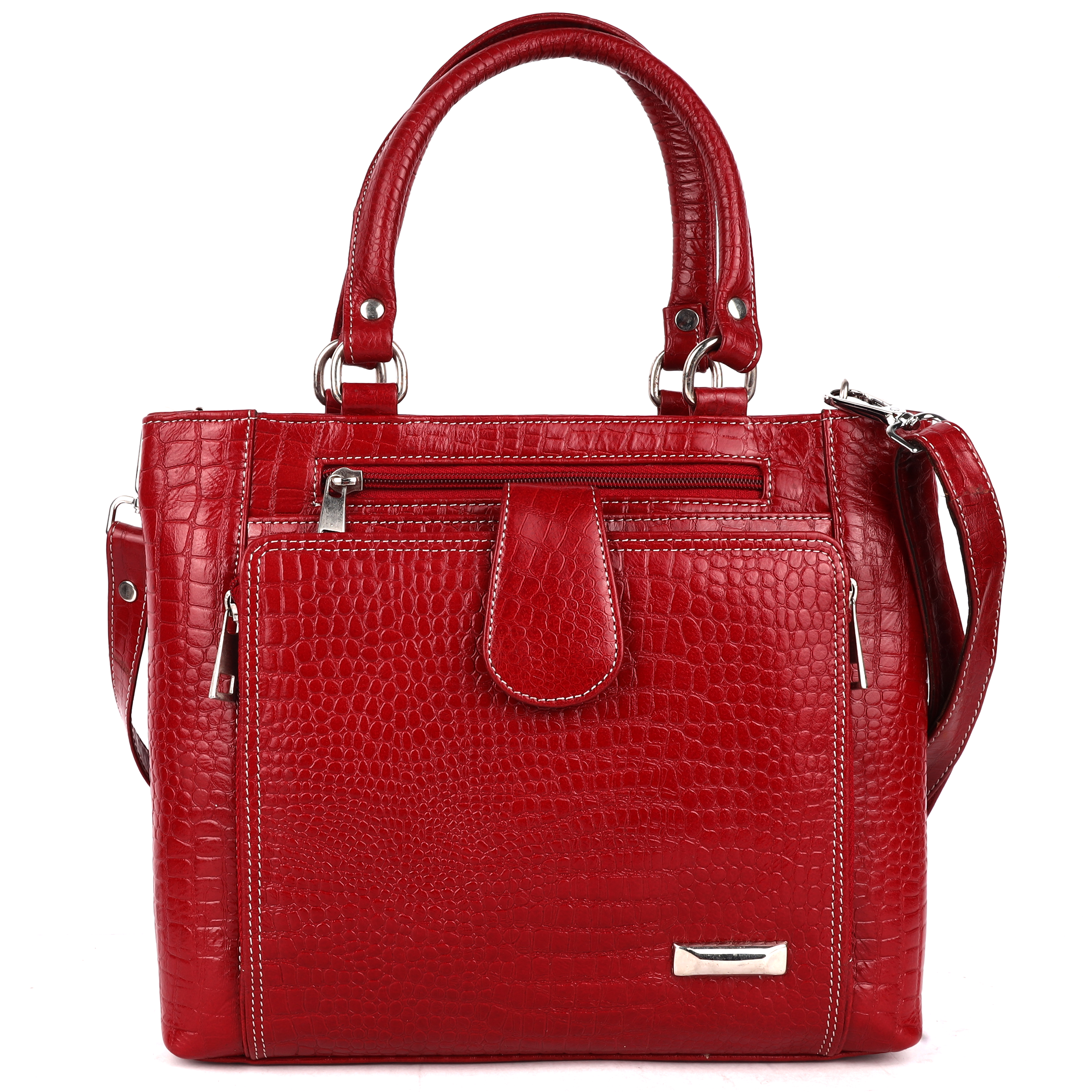 Crocodile-Print Genuine Leather Handbag